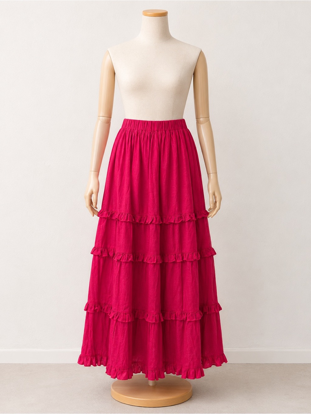 Cupio Fuchsia Tiered Ruffle Maxi Skirt